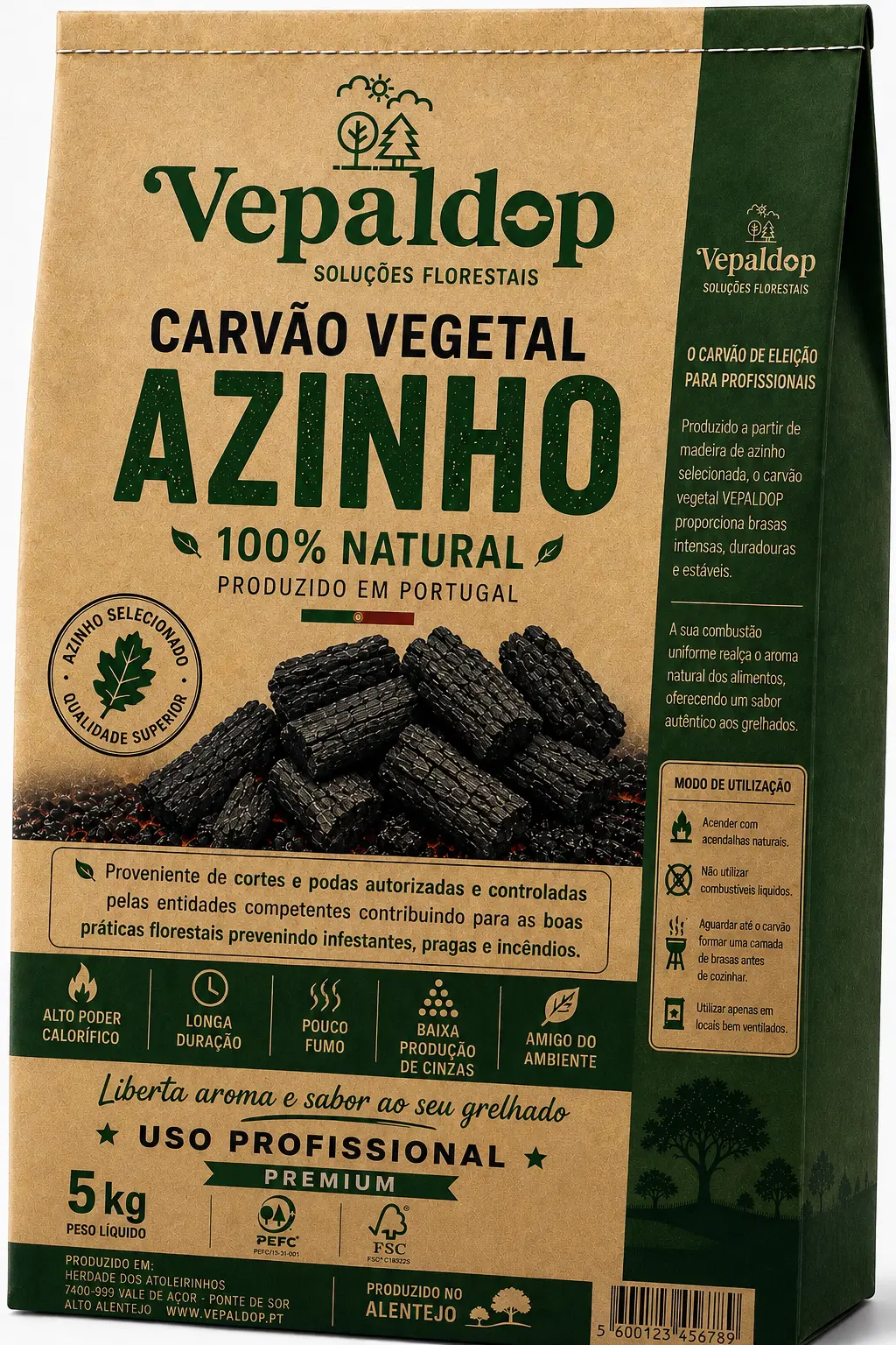 Carvão vegetal de azinho