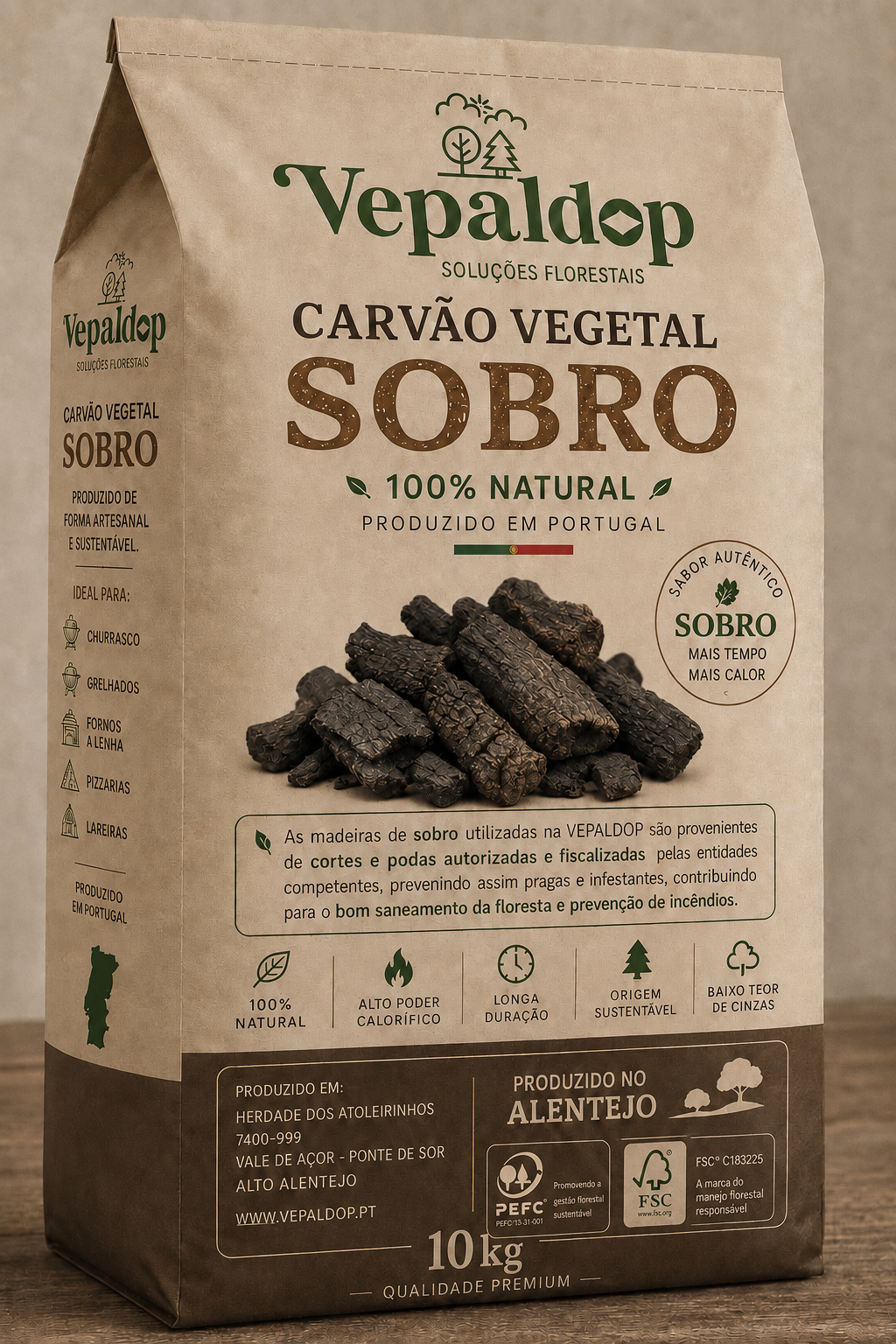 Carvão vegetal de sobro
